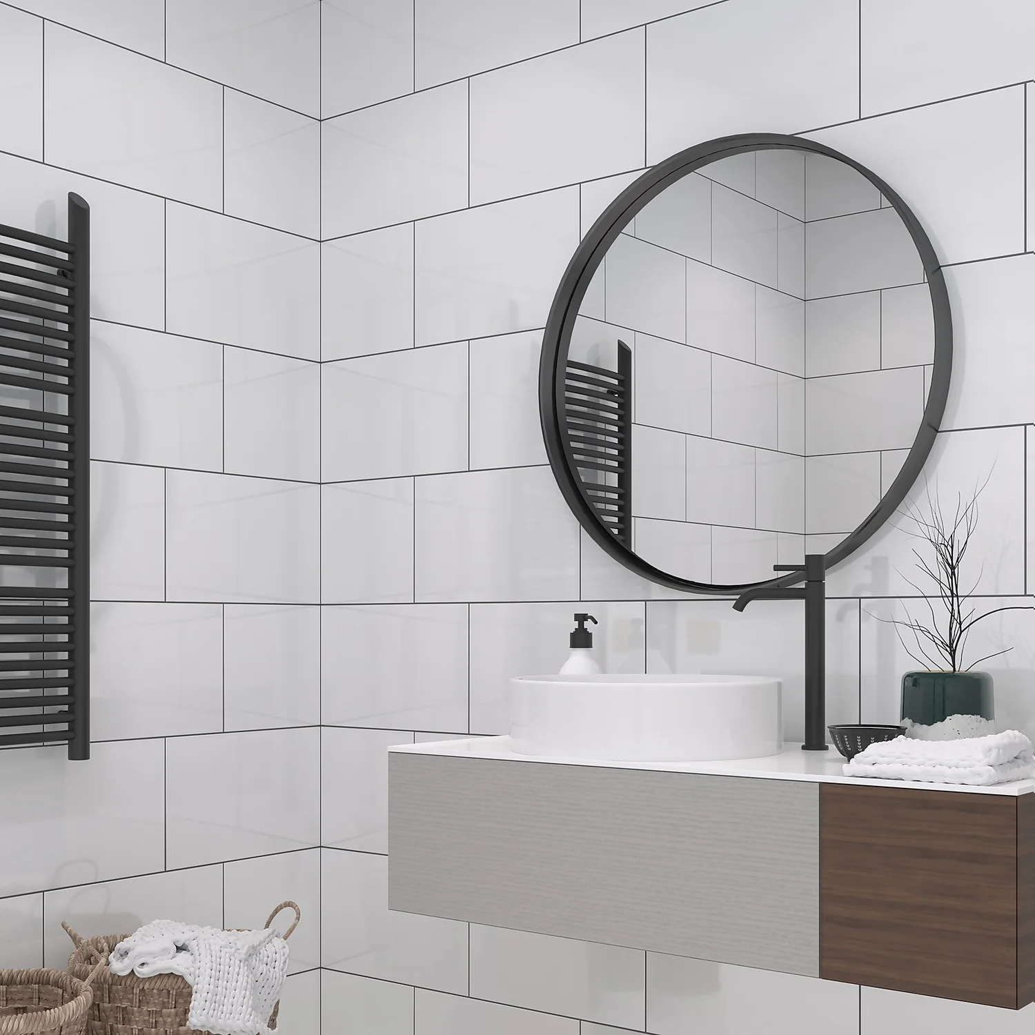 Plain White Ceramic Wall Tile 250 x 400mm None Plain White Ceramic Wall Tile 250 X 400mm -Homebase Shop 12813765 2054909116867813