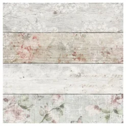 Fresco Distressed Wood Floral Wallpaper