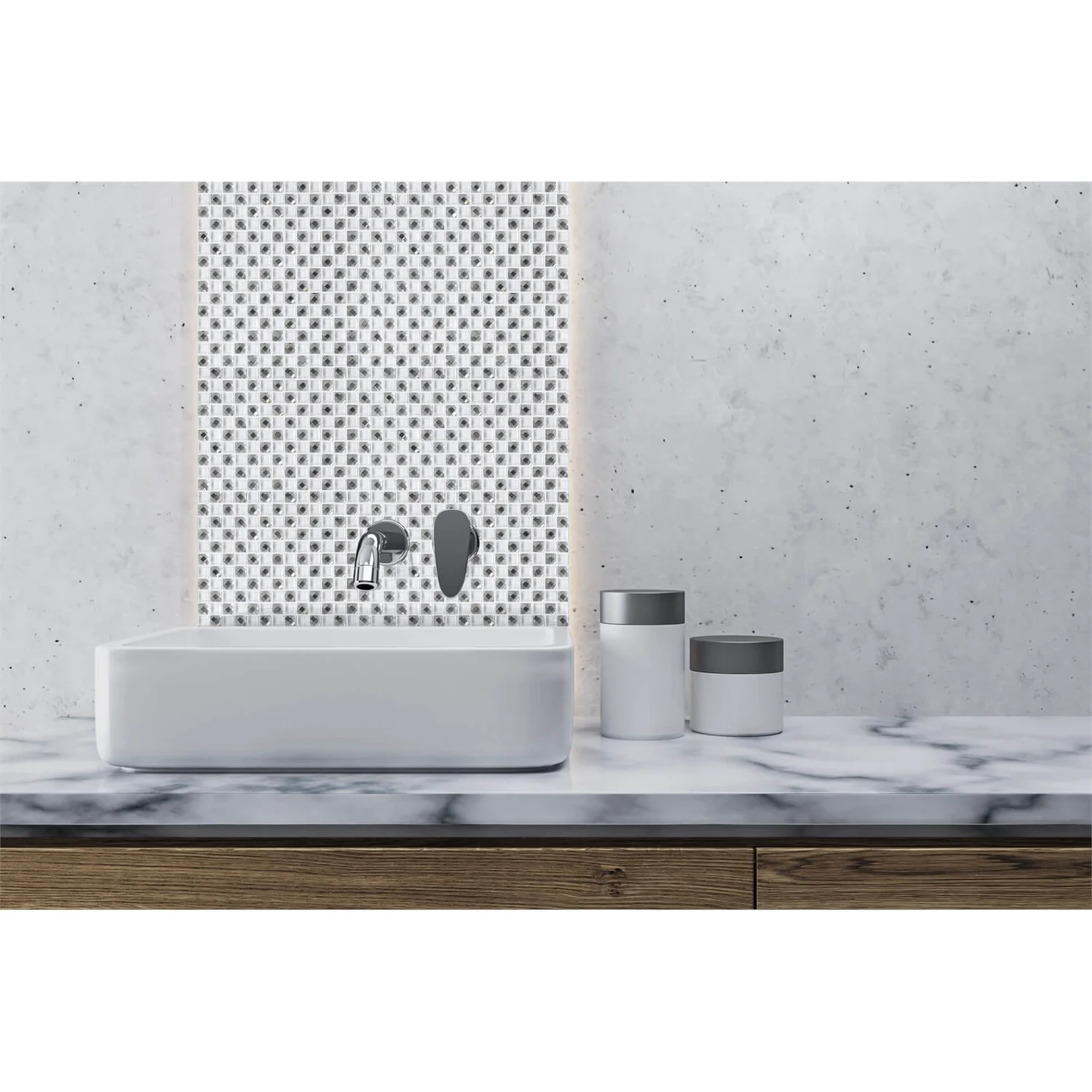 House of Mosaics White Jewel Mosaic Tile - 300 x 300mm House Of Mosaics White Jewel Mosaic Tile - 300 X 300mm -Homebase Shop 12829725 1134831907252412