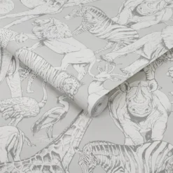 Superfresco Easy Jungle Animals Grey Wallpaper -Homebase Shop 12841090 8104833227433531