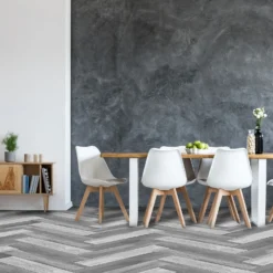 None Venice Grey Herringbone Vinyl Sheet Flooring 3x2m Roll -Homebase Shop 13053380 5495002421390949