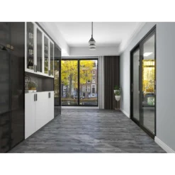 None Rigid Core Luxury Vinyl Flooring Carbon Grey Plank -Homebase Shop 13177441 9554883991730839