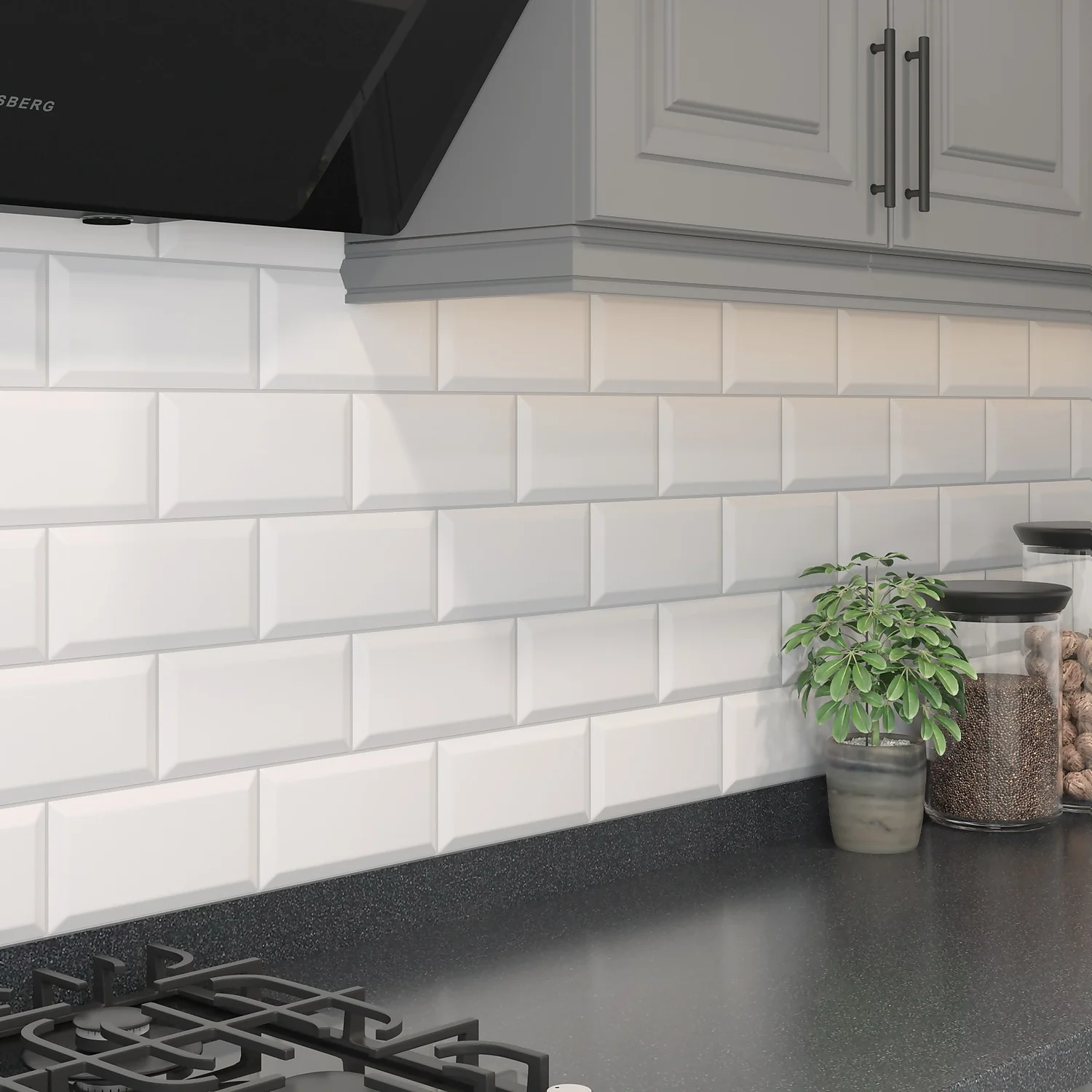 Metro Matt White Bevelled Ceramic Wall Tile 100 x 200mm None Metro Matt White Bevelled Ceramic Wall Tile 100 X 200mm -Homebase Shop 13207705 1624909363815051