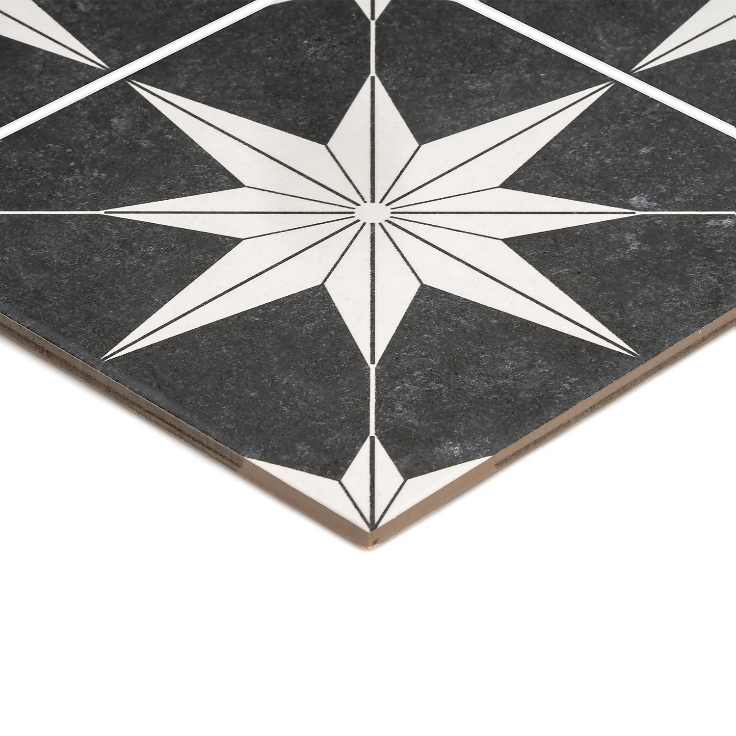 Country Living Starry Skies Black North Star Porcelain Floor & Wall Tile 1.42sqm pack - 450x450mm Country Living Starry Skies Black North Star Porcelain Floor & Wall Tile 1.42sqm Pack - 450x450mm -Homebase Shop 13220589 1734915122511557