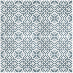 Fiore Teal / White Victorian Pre-scored Porcelain Wall & Floor Tile 450 X 450mm - 1.42sqm Pack -Homebase Shop 13220597 1194916349962280