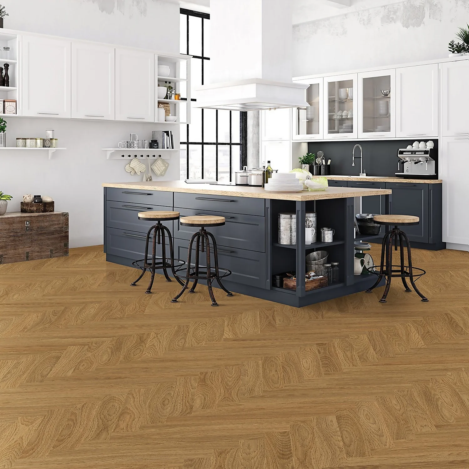 Kraus Herringbone Luxury Vinyl Floor Tile Sample - Weaveley Light Oak Kraus Herringbone Luxury Vinyl Floor Tile Sample - Weaveley Light Oak -Homebase Shop 13733832 4064957094469708