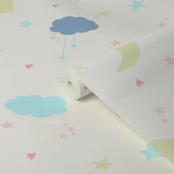 Next Moon & Stars Pastel Wallpaper -Homebase Shop 13956085 2064998026269296