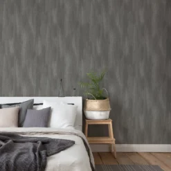 Grandeco Fabric Plain Charcoal Textured Matt Wallpaper -Homebase Shop 13980248 8314998777340455