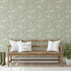 Fresco Artisan Leaf Sage Wallpaper -Homebase Shop 13991878 9395003725156149