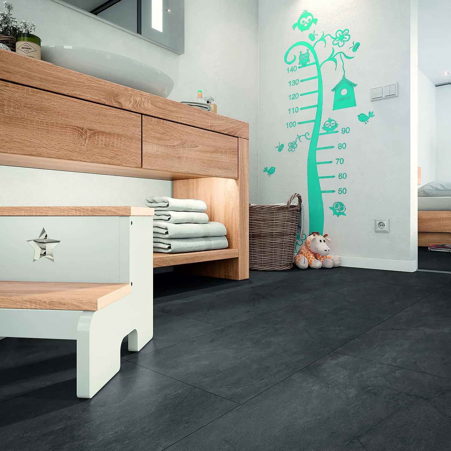 EGGER HOME Anthracite Slate Tile 8mm Aqua+ Laminate Flooring EGGER HOME Anthracite Slate Tile 8mm Aqua+ Laminate Flooring -Homebase Shop 13999106 8565009674692054