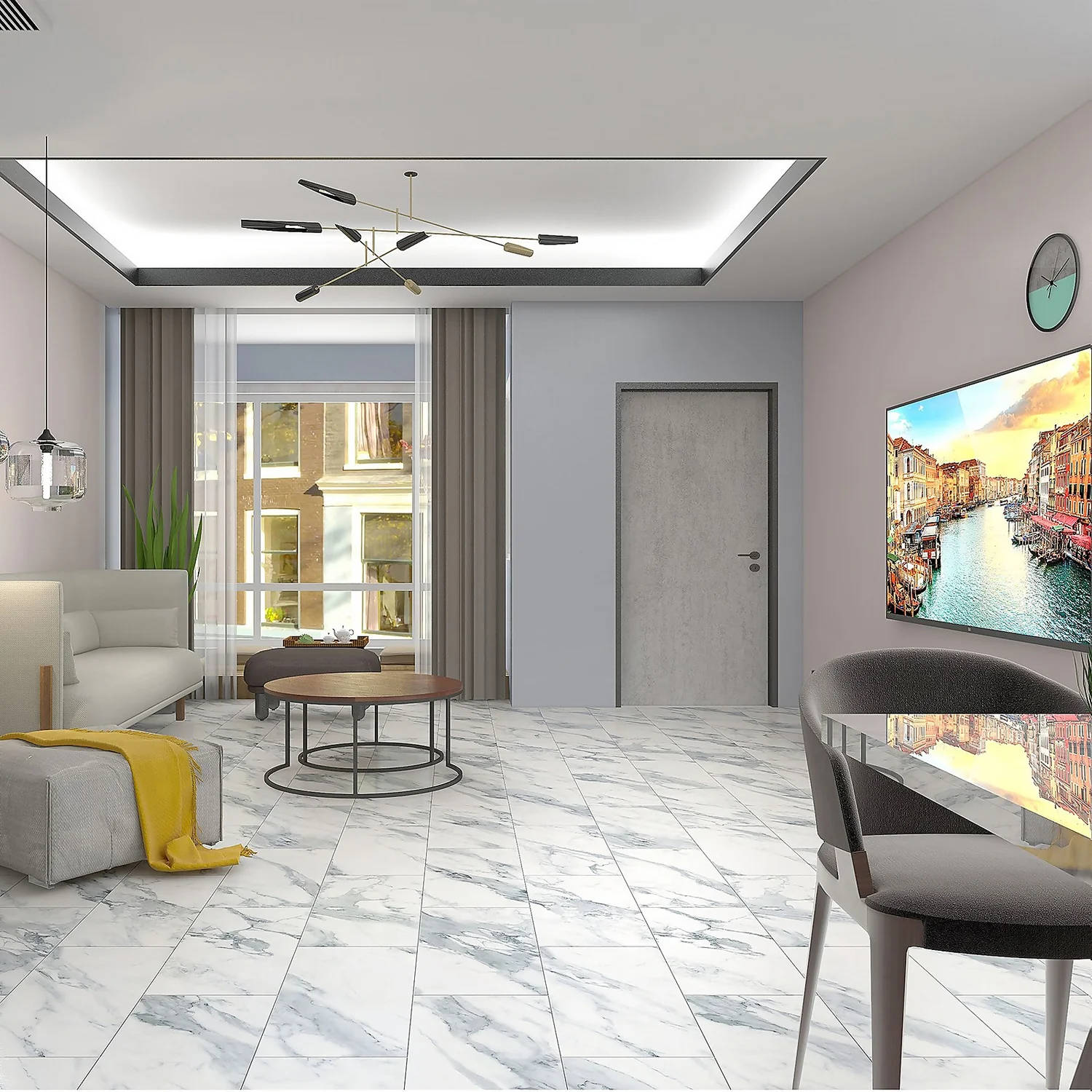 Rigid Core Luxury Vinyl Flooring - Marble Tile None Rigid Core Luxury Vinyl Flooring - Marble Tile -Homebase Shop 14005586 1915006100065700