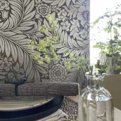 Belgravia Decor Florence Leaf Charcoal Wallpaper -Homebase Shop 14570133 7925045677917348
